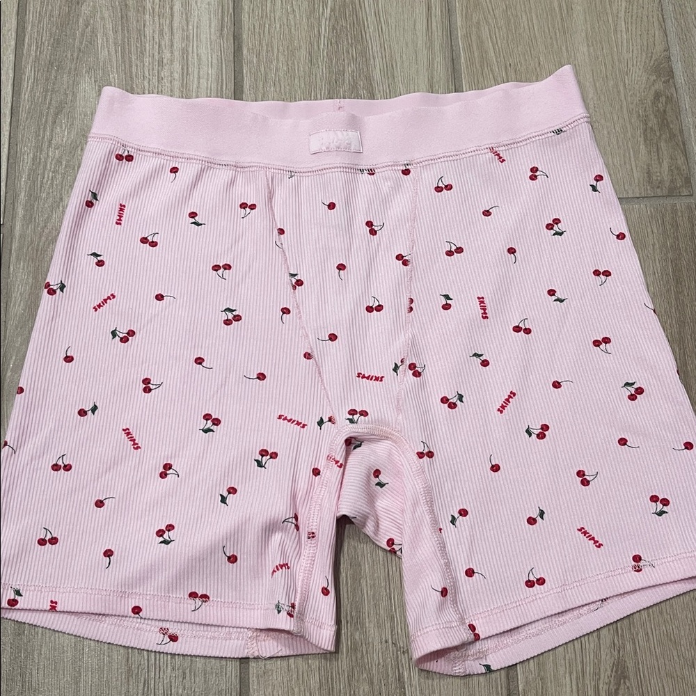 Skims X Lana Del Ray Cherry Blossom Cotton Ribbed Boxer Shorts Pjs Sz M Rare
